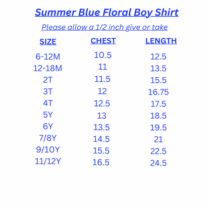 Summer Blue Floral Boy Shirt